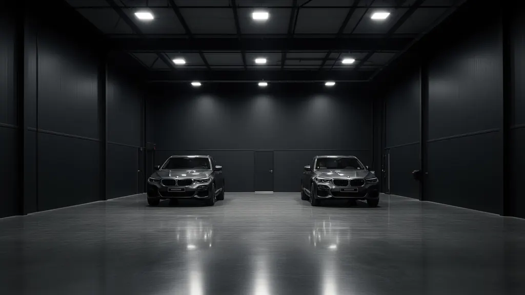 Vue intérieure de l'atelier de carrosserie à Meinier, Genève